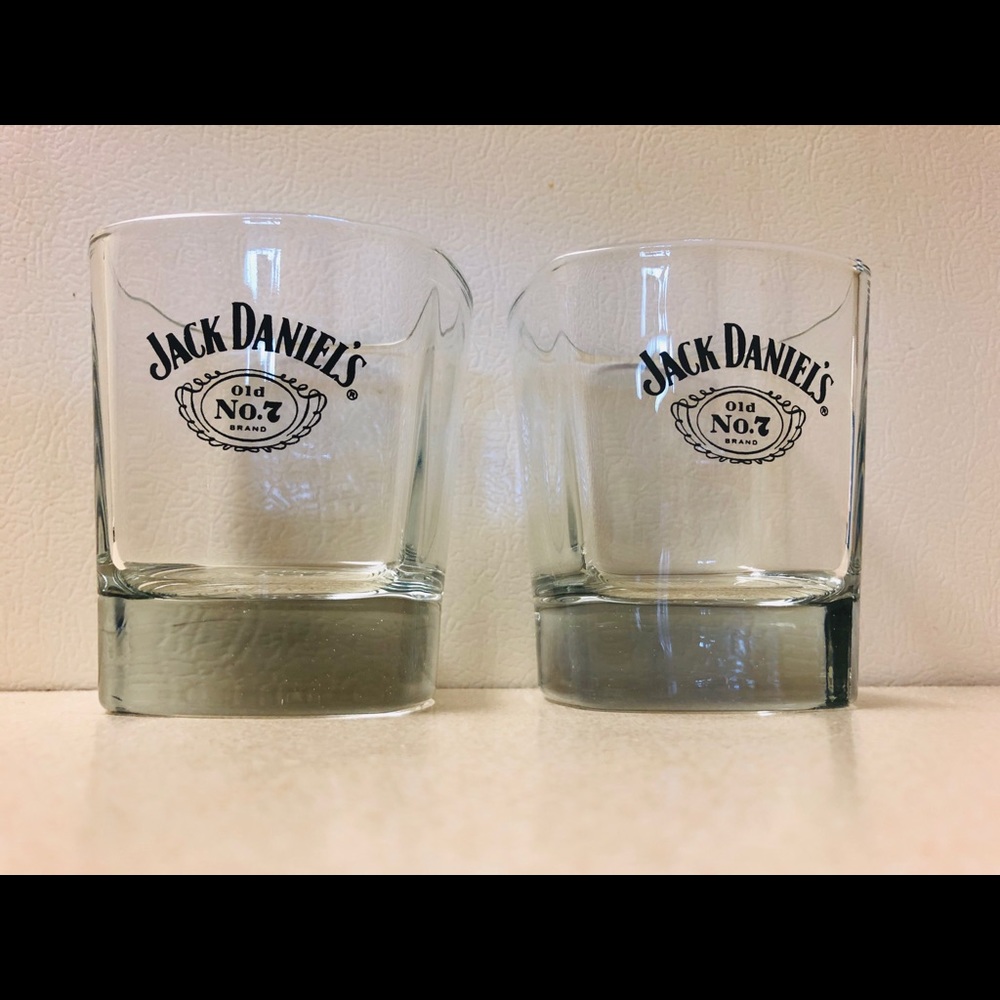 2 Jack Daniel’s glasses.